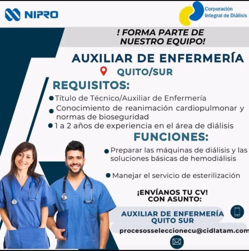 ¿Cuánto gana un auxiliar de enfermería en Quito?