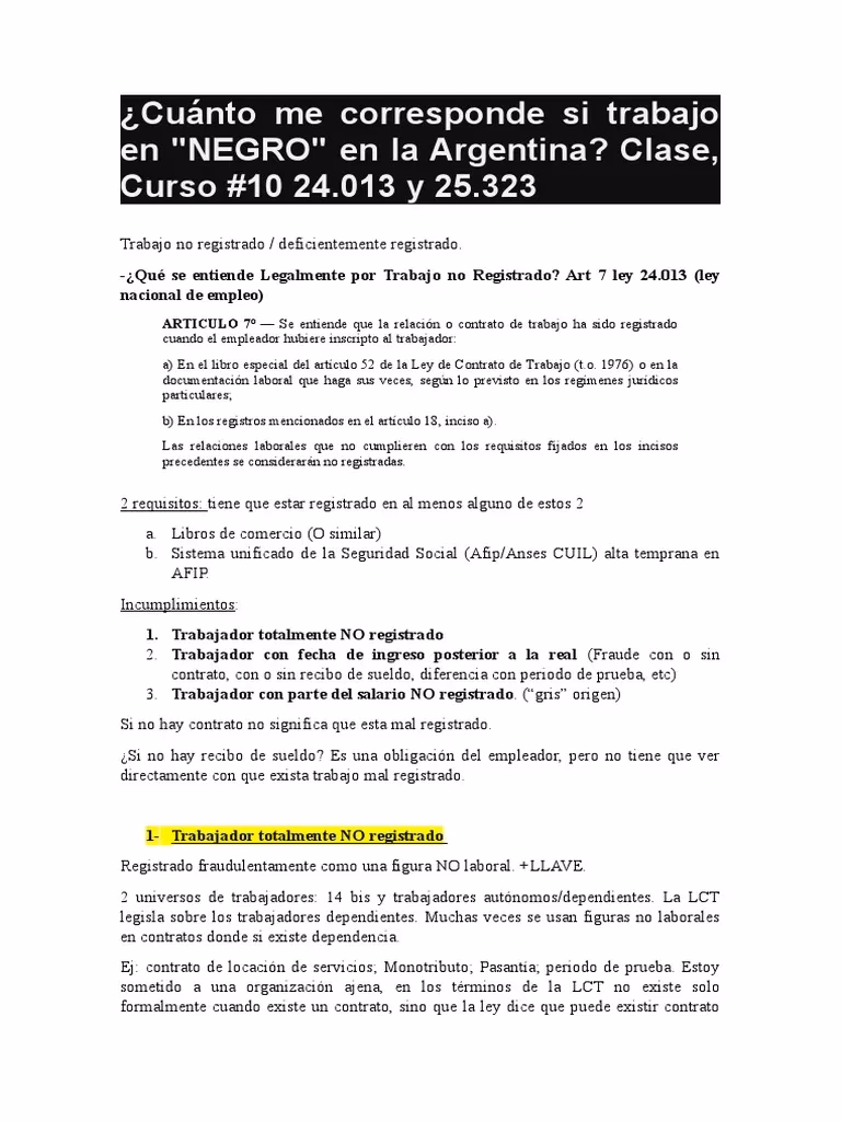 ¿Qué beneficios tiene un trabajador en negro en Argentina?