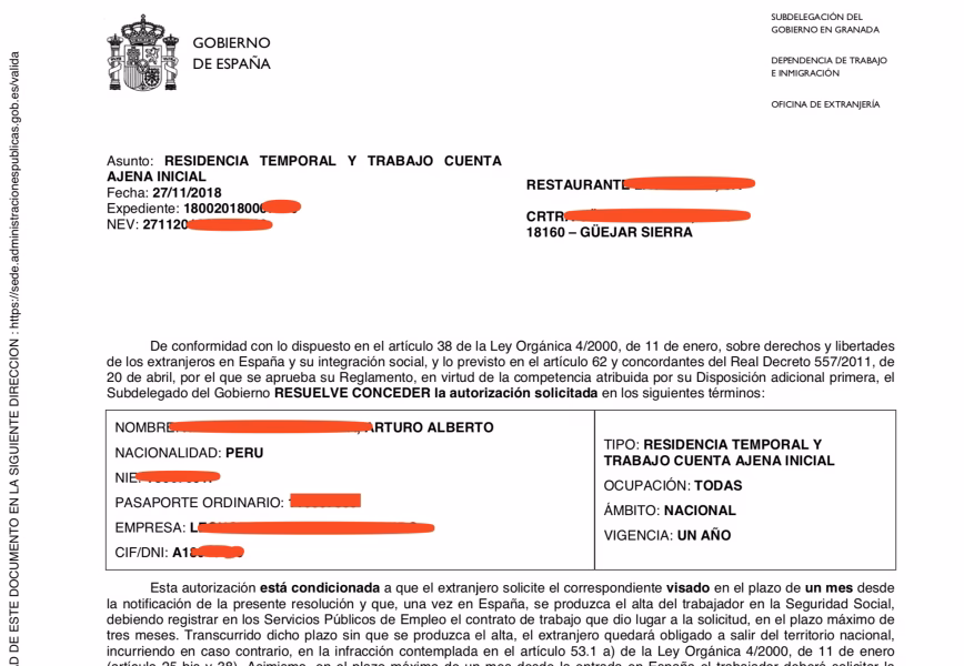 ¿Residencia temporal por circunstancias excepcionales inicial se puede trabajar?