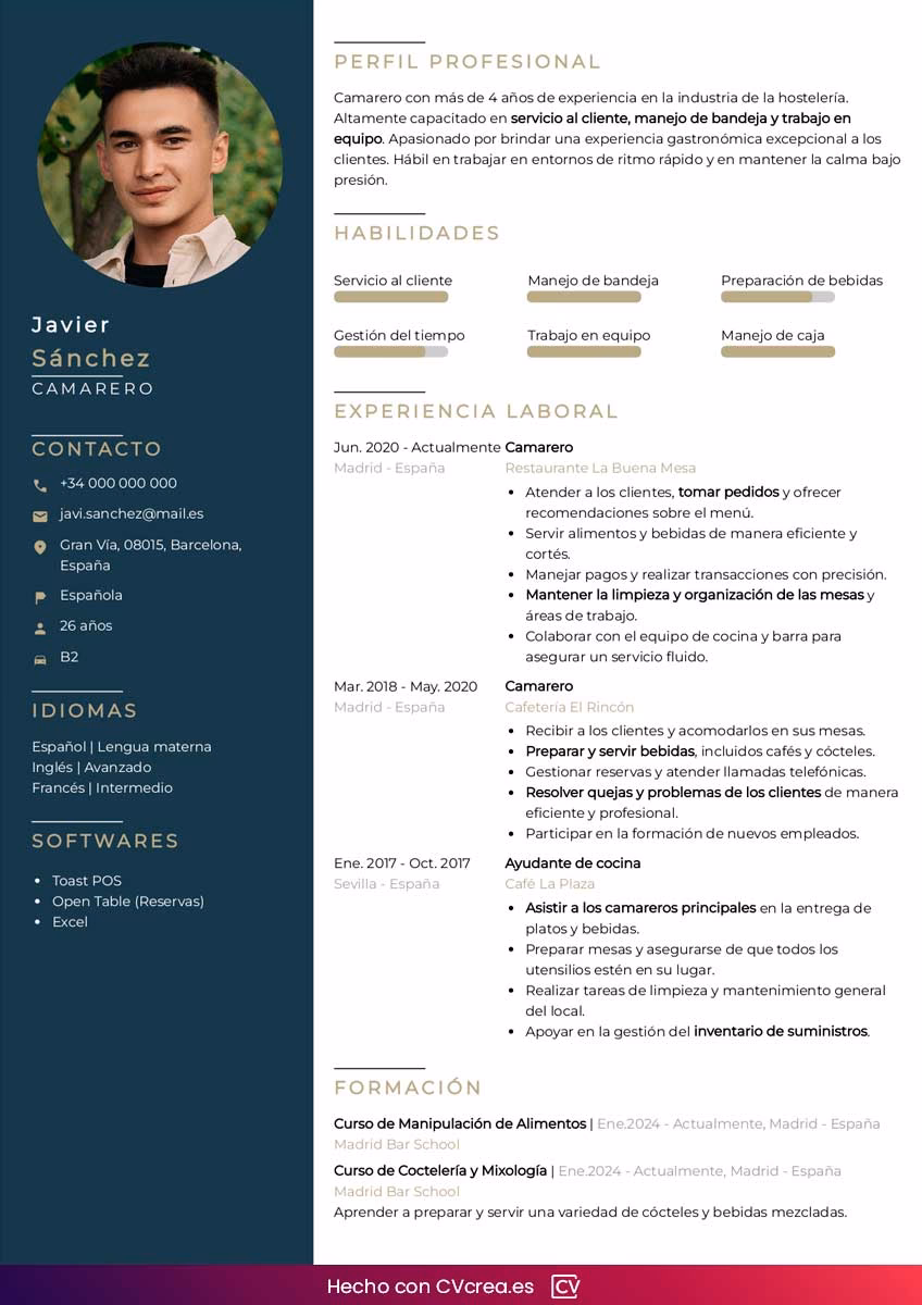 ¿Cómo se llama el ayudante del mesero?