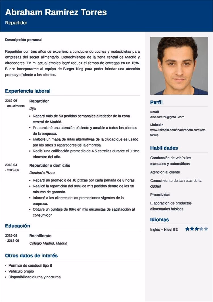 ¿Cómo poner Burger King en un CV?