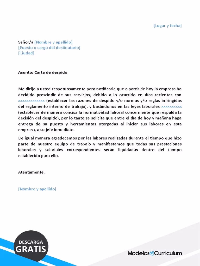 ¿Qué pasa si firmo una carta de despido?