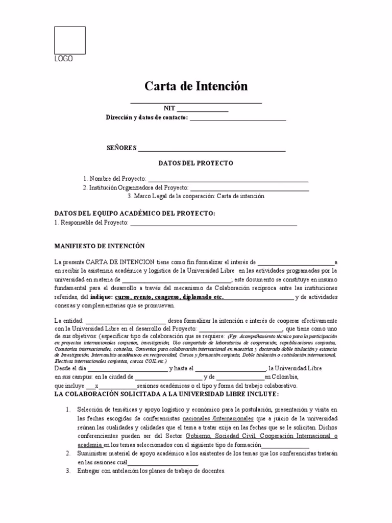 ¿Qué quiere decir carta de intención?