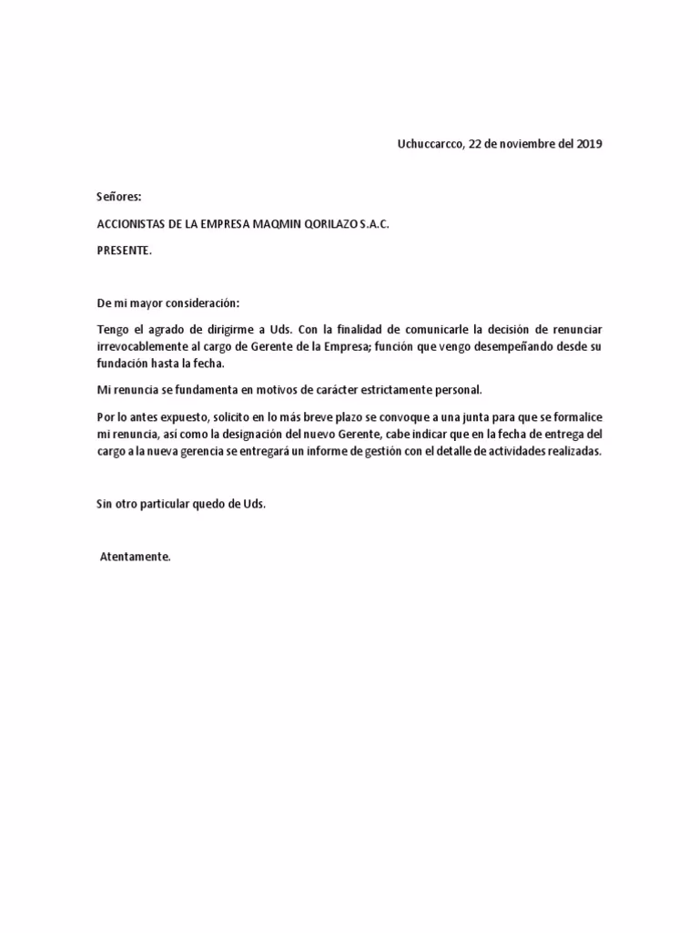 ¿Cómo renunciar a una gerencia?