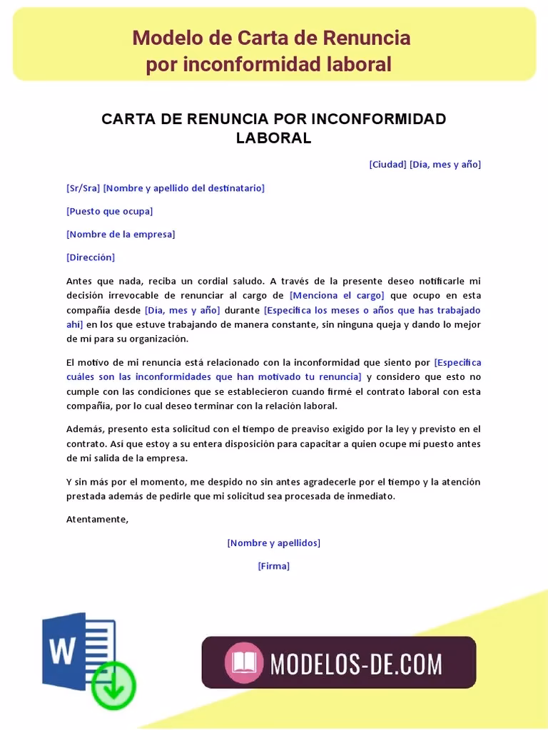 ¿Qué es una carta de renuncia por incomodidad laboral?