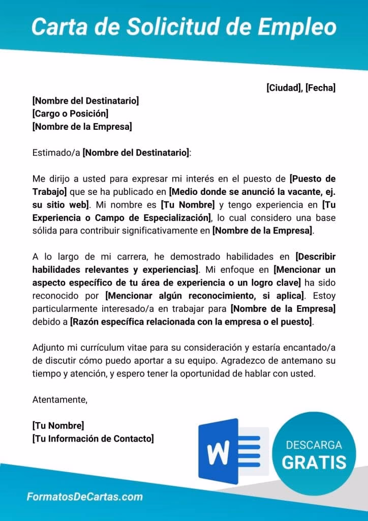 ¿Cómo escribir una carta de solicitud de empleo en formato Word?