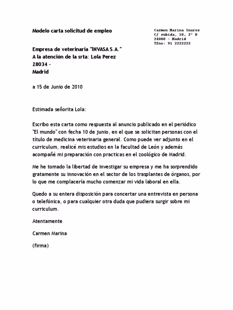 ¿Cómo escribir una carta de solicitud de empleo en formato Word?
