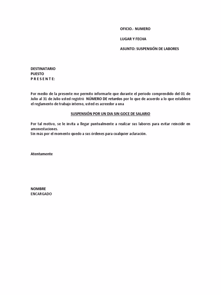 ¿Cómo escribir una carta de suspensión corta?