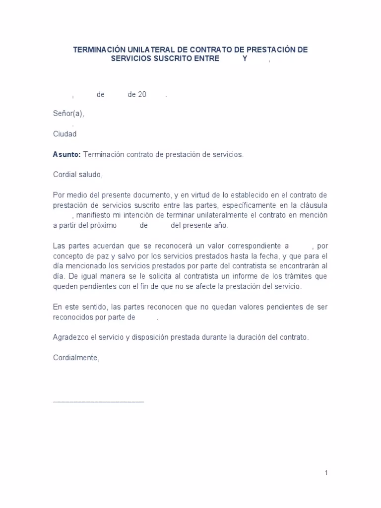 ¿Cómo finalizar un contrato de prestación de servicios?