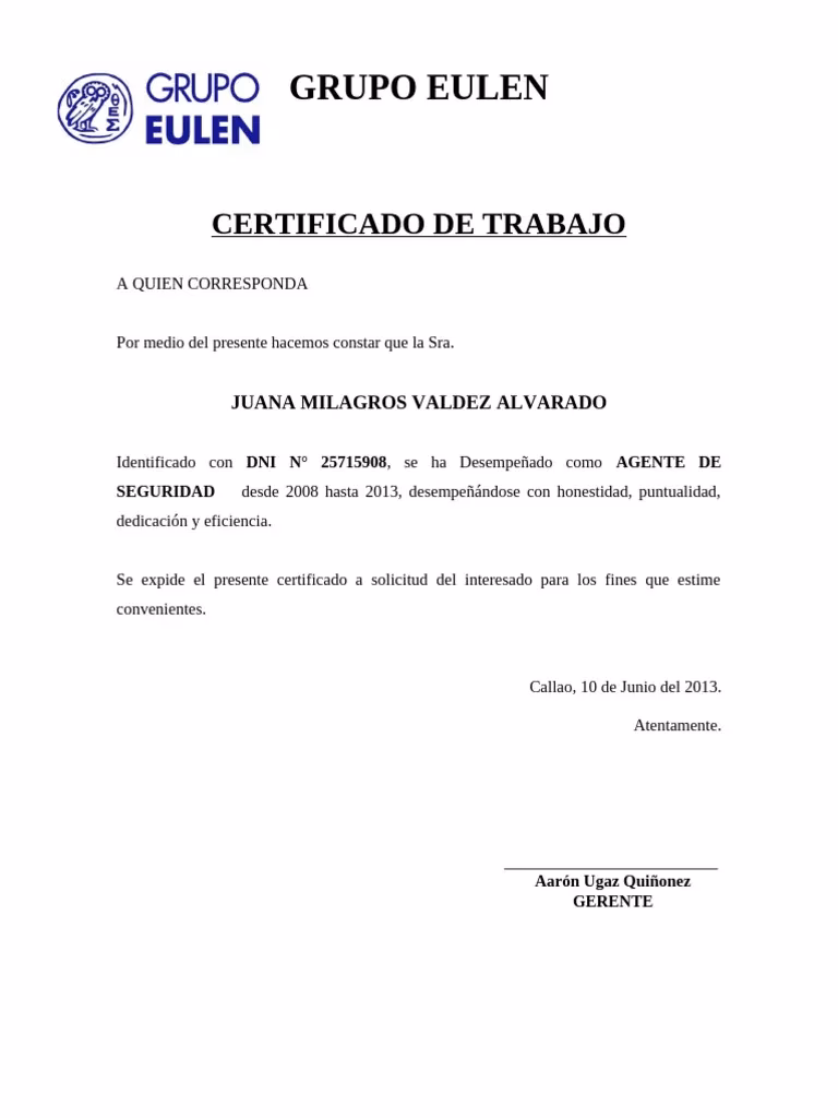 ¿Qué es un certificado de empleo?