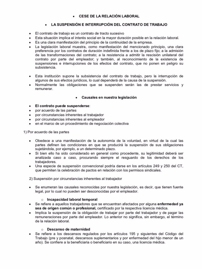 ¿Qué es el cese de un trabajo?