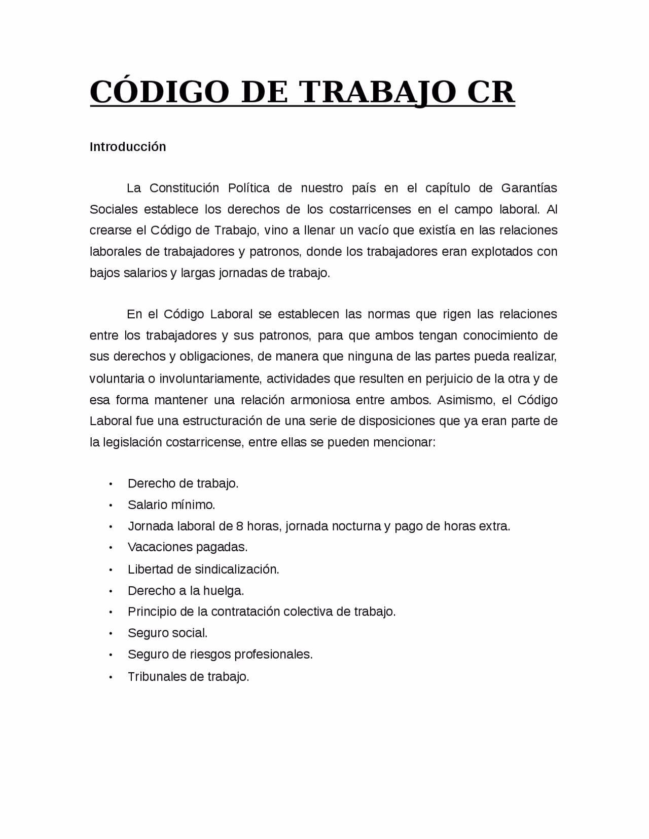 ¿Qué dice el Código de Trabajo de Costa Rica?