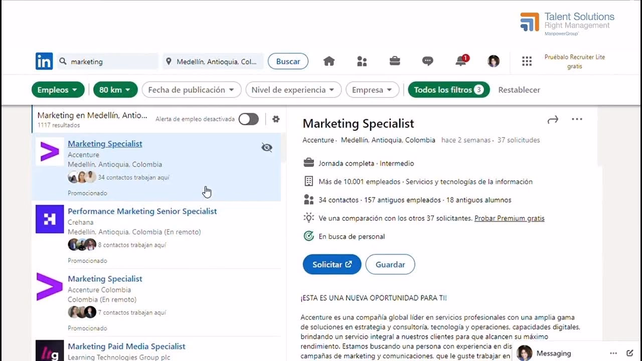 ¿Cómo configuro alertas de reclutadores en Linkedin?