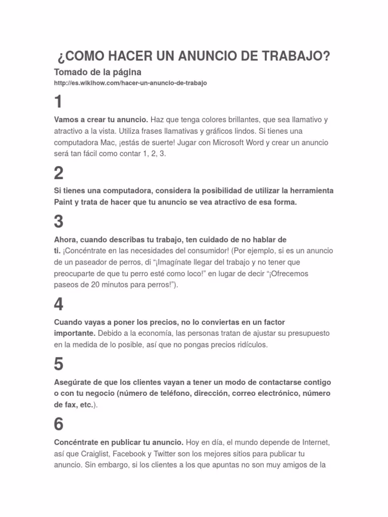 ¿Cómo anunciar trabajo?