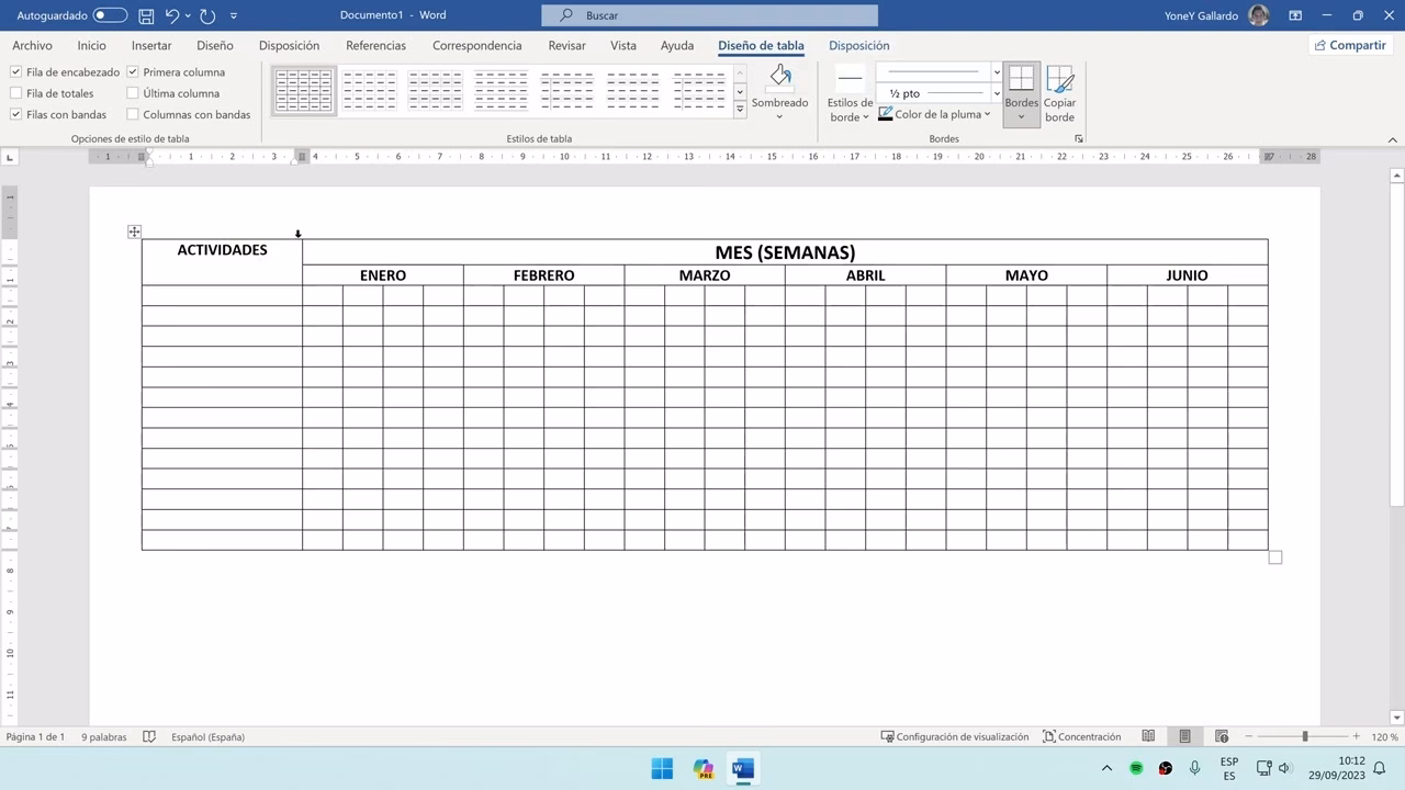 ¿Cómo poner un cronograma en Word?