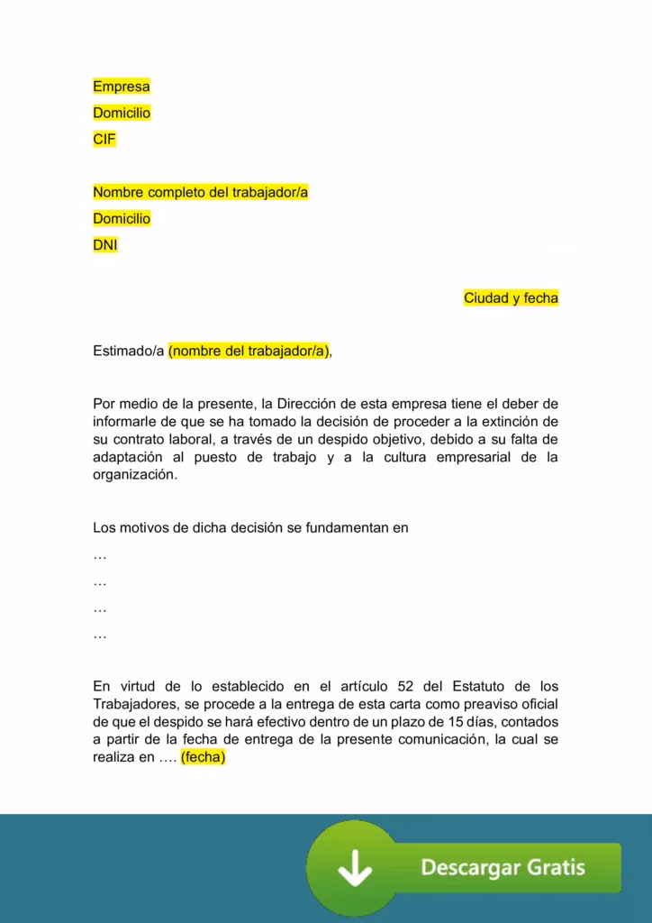¿Cómo debe ser el preaviso de un despido?