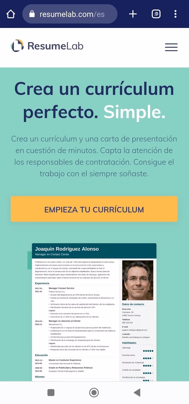 ¿Cómo se llama la aplicación para hacer hojas de vida?