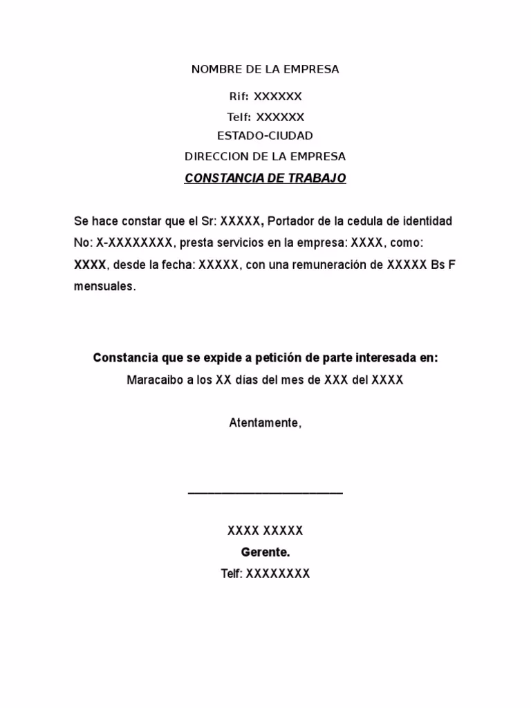 ¿Qué debe contener una constancia de trabajo en Venezuela?