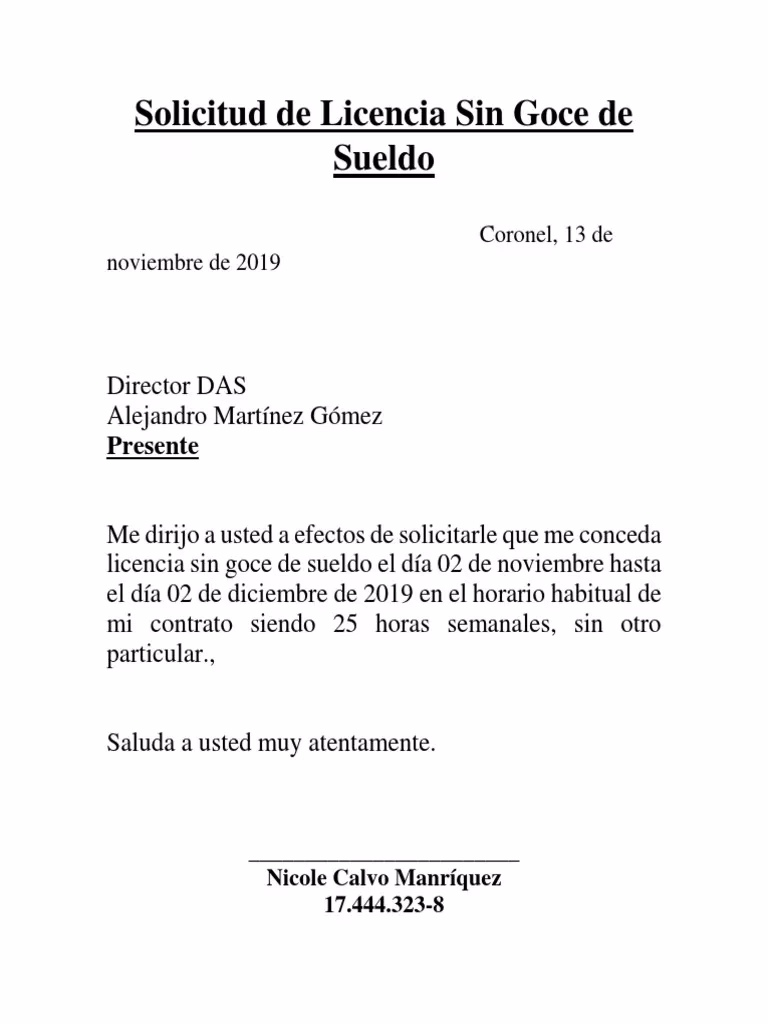 ¿Cómo se escribe permiso sin goce de sueldo?