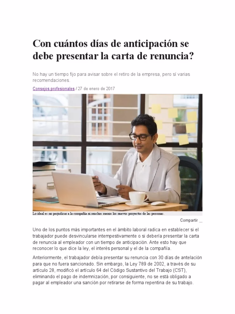 ¿Qué pasa si renuncio sin los 15 días de anticipación?