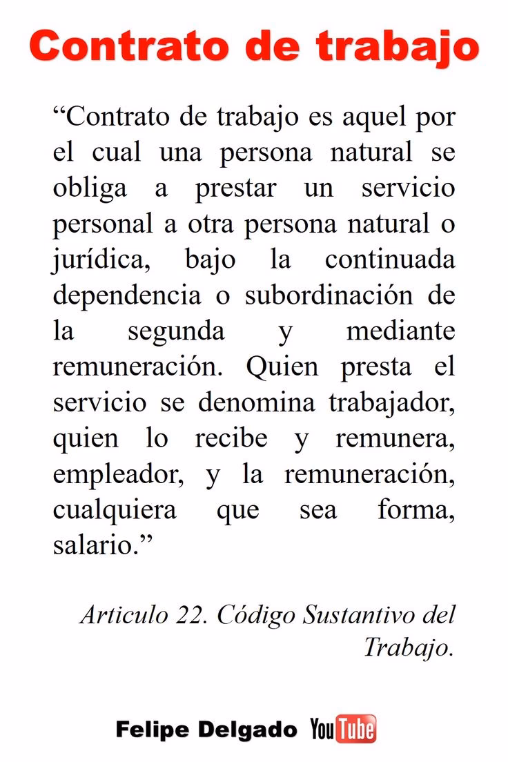 ¿Cuál es el concepto de contrato de trabajo?