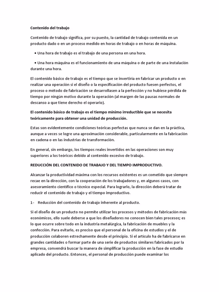¿Qué significa el contenido del trabajo?