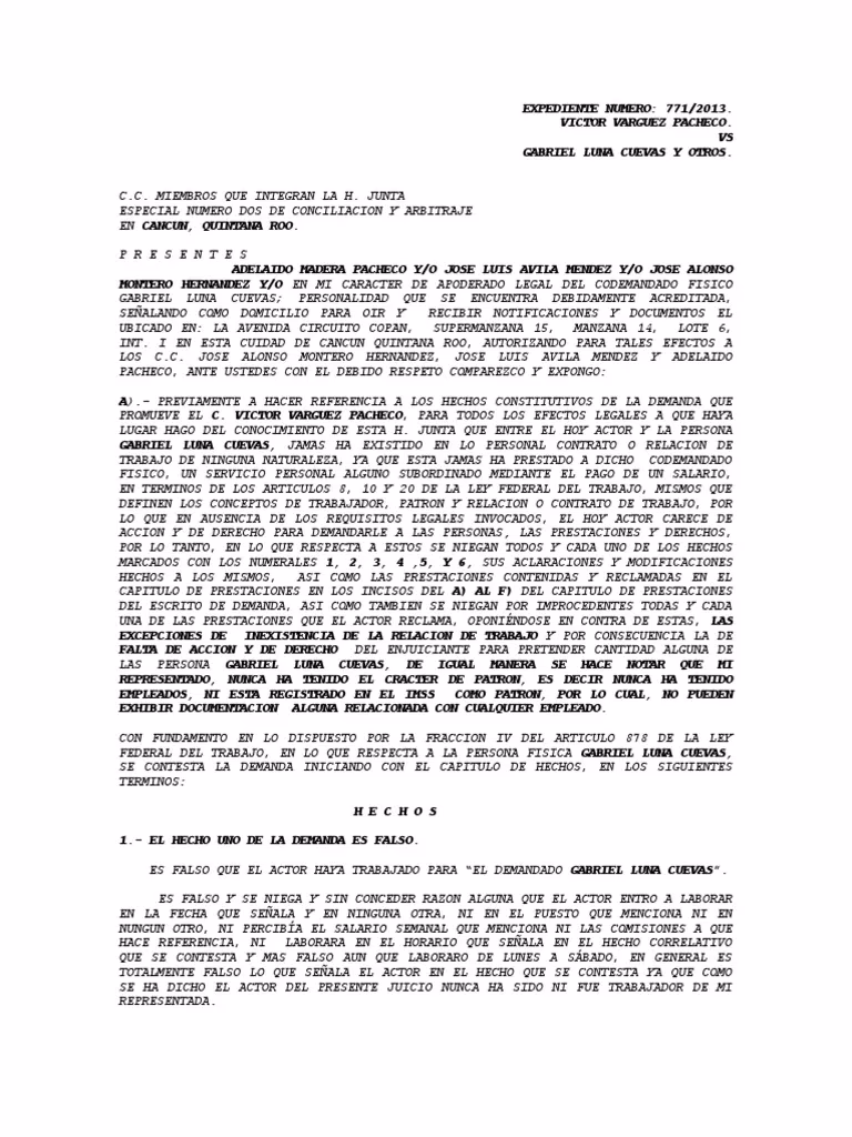 ¿Cuáles son los requisitos para contestar una demanda laboral?