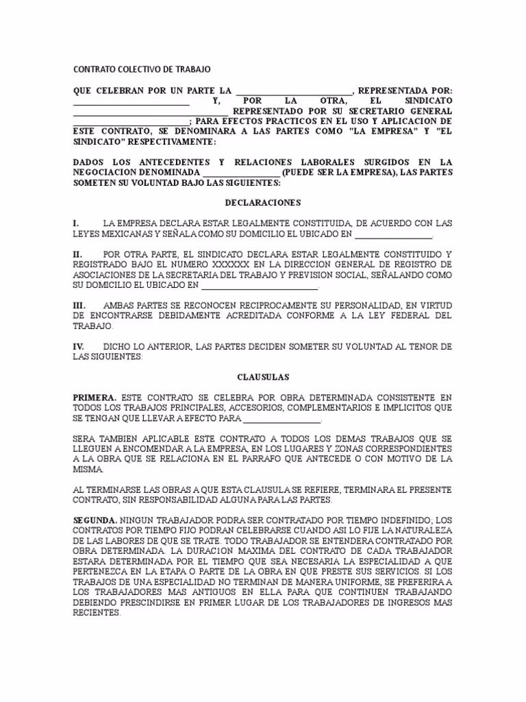 ¿Qué beneficios tiene el contrato colectivo?