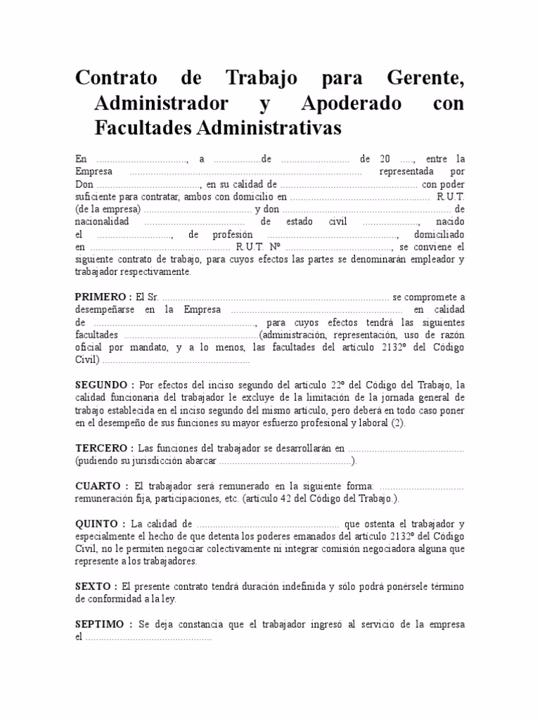 ¿Qué tipo de contrato tiene un administrativo?
