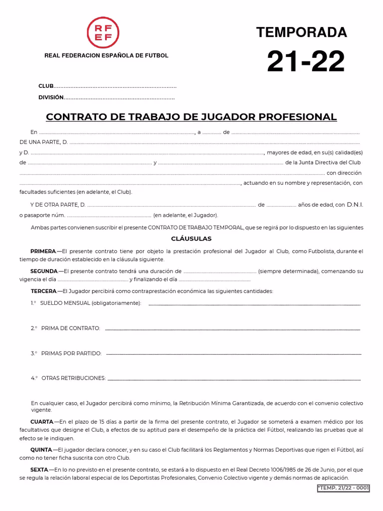 ¿Qué es un contrato profesional en el fútbol?