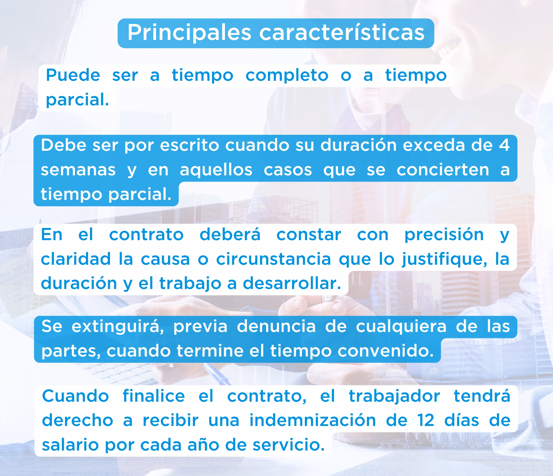 ¿Cuáles son las características de un contrato de trabajo temporal?