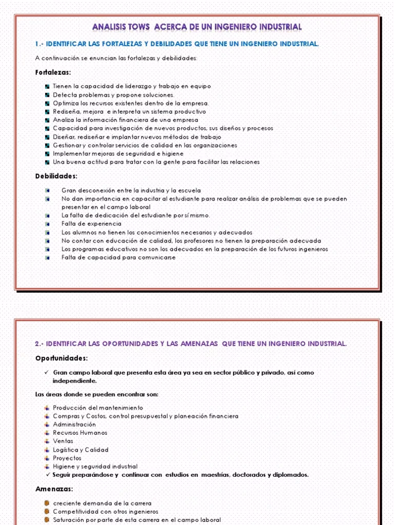 ¿Qué es el foda en Ingeniería Industrial?