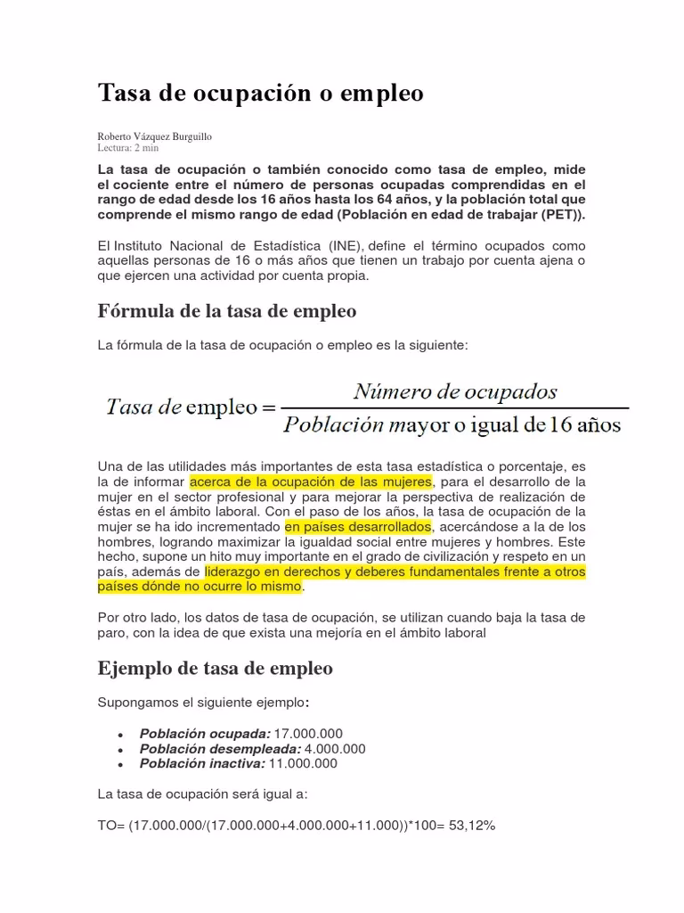 ¿Cómo se calcula la tasa de empleo?