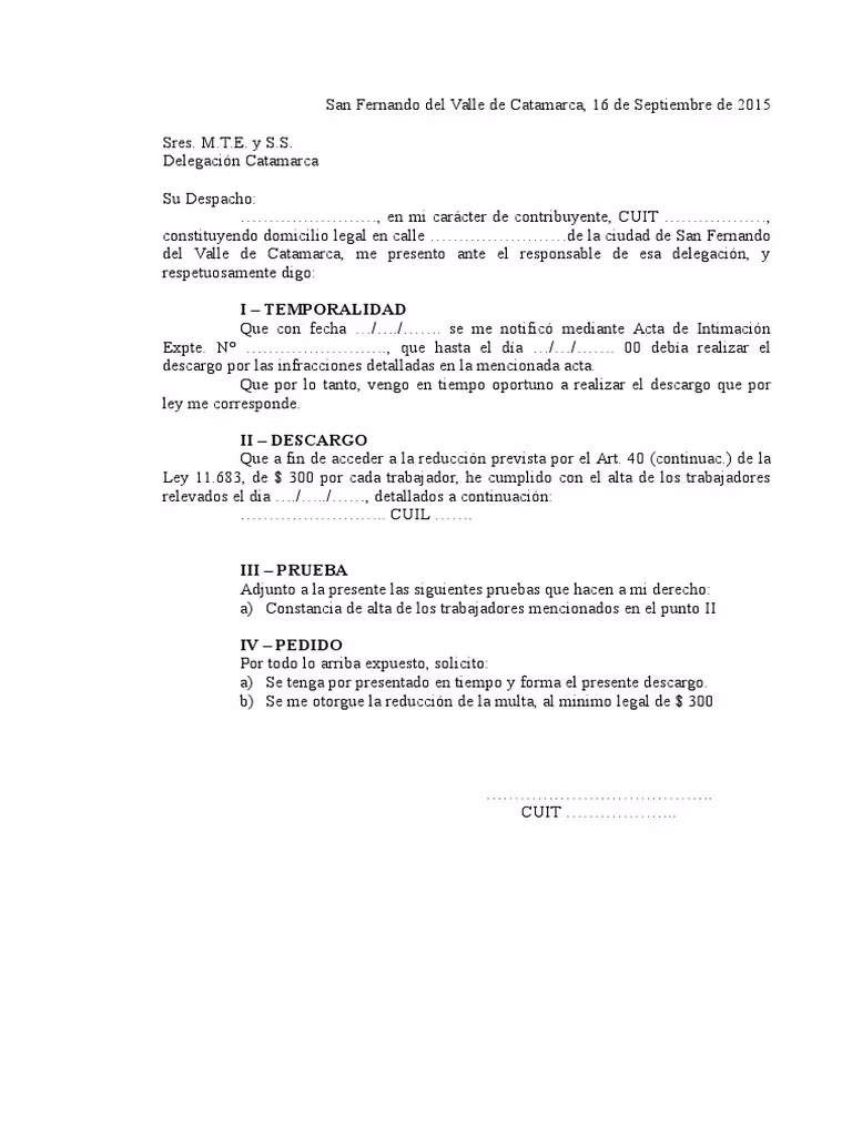 ¿Cuánto tiempo tengo para presentar un descargo laboral?