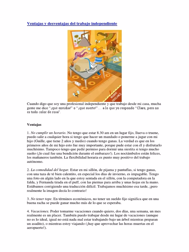 ¿Cuáles son las desventajas de ser trabajador independiente?