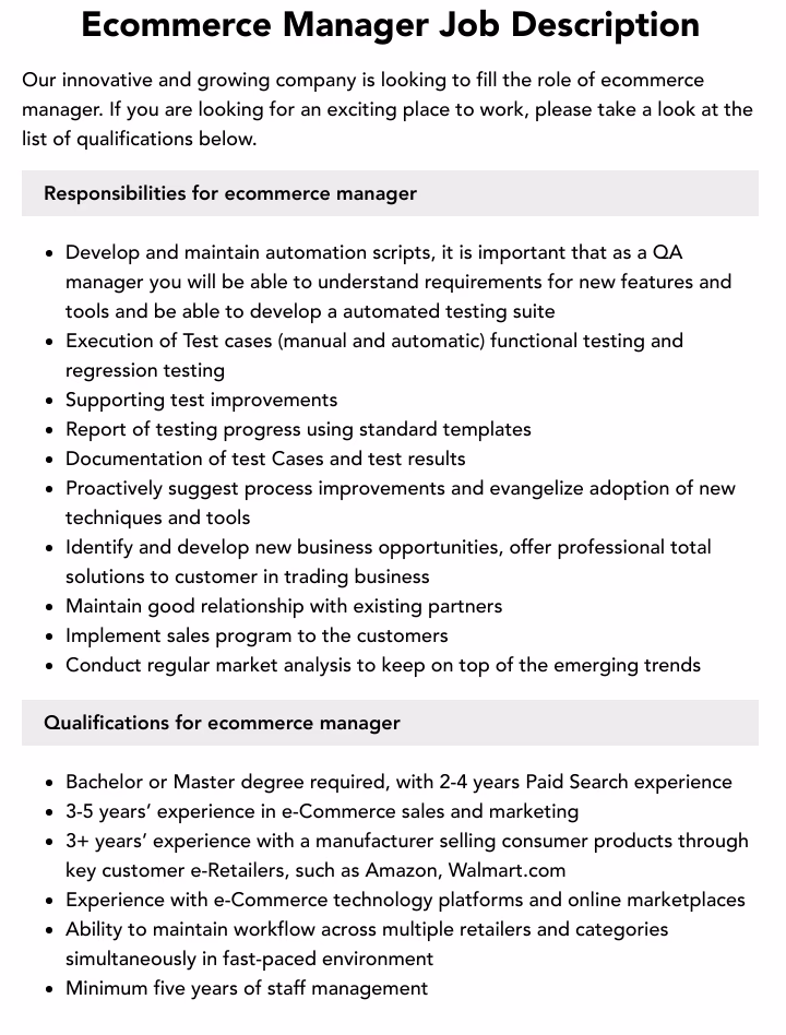 What does an ecommerce product manager do?