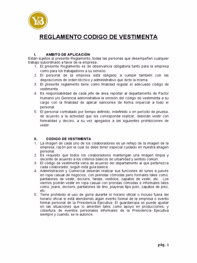 ¿Cuáles son las normas de vestimenta en una empresa?