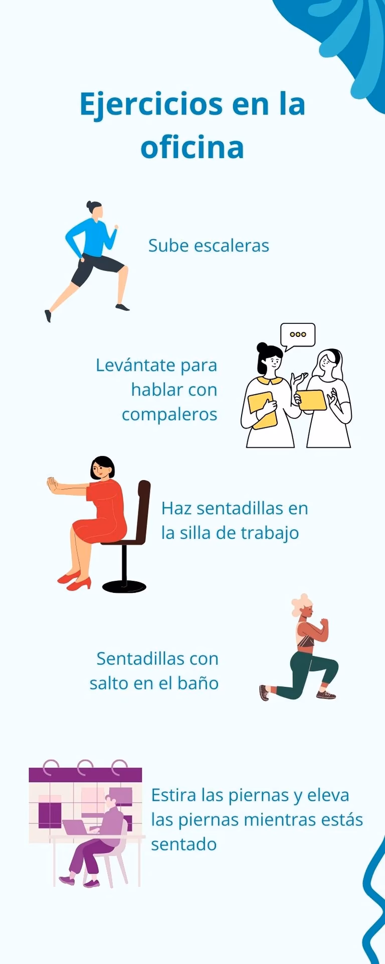 ¿Qué ejercicios puedo hacer mientras estoy en la oficina?