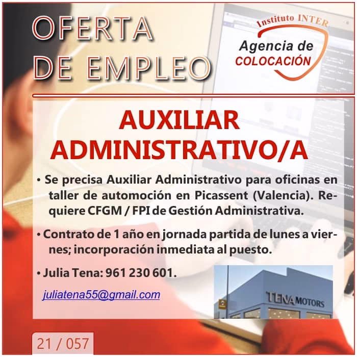 ¿Cuánto cobra un auxiliar de administrativo?