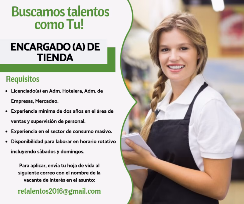 ¿Cómo se dice encargado de tienda?