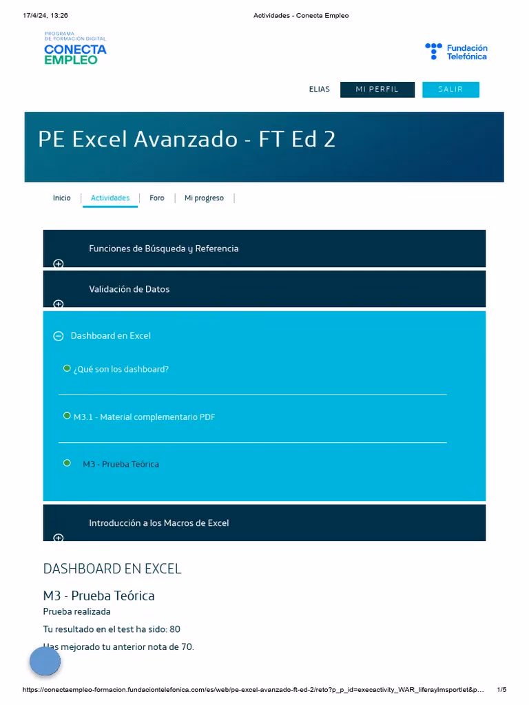 ¿Cual es el salario del curso avanzado de Excel?