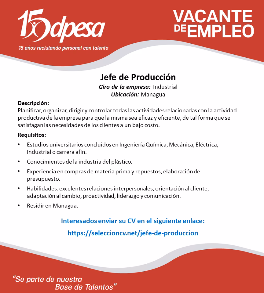 ¿Qué hace un jefe en producción?