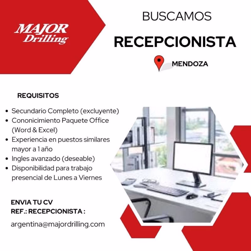 ¿Cuánto gana un recepcionista de hotel en Mendoza?
