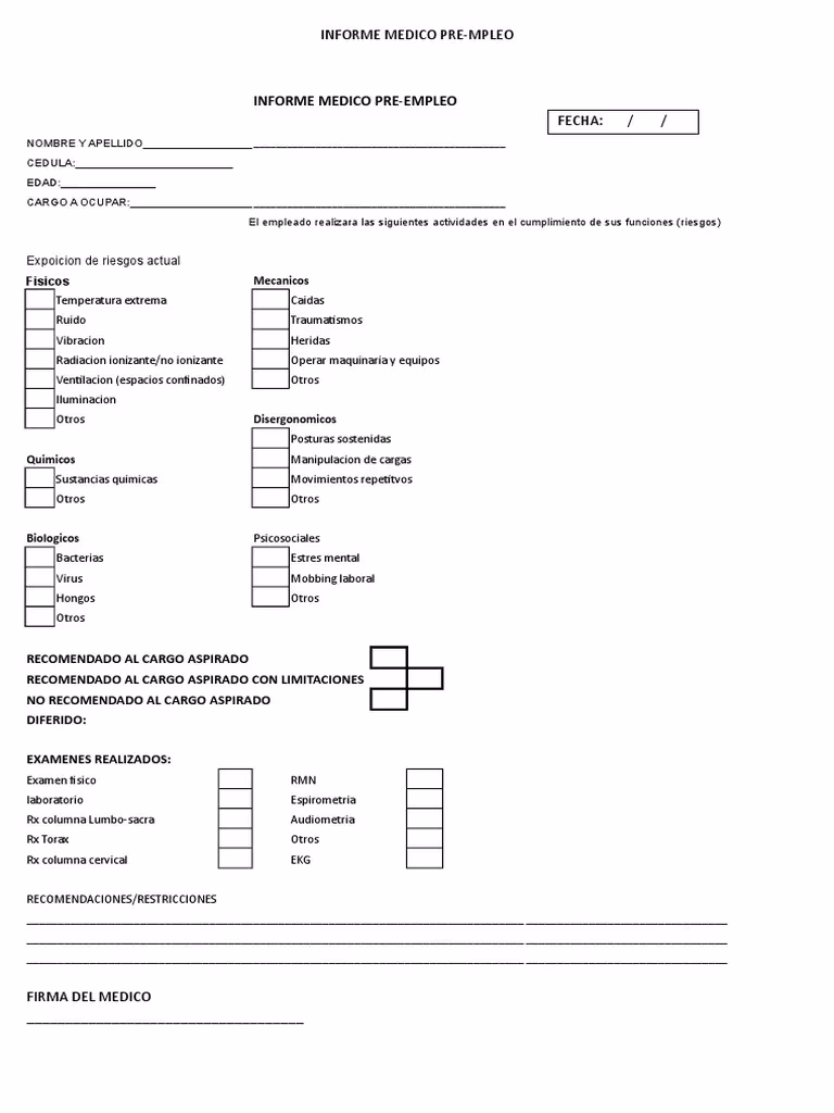 ¿Cuáles son los análisis pre-empleo?