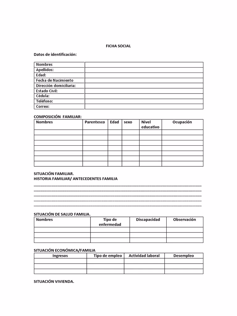 ¿Qué es una ficha social en el trabajo social?