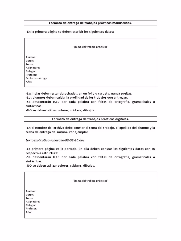 ¿Cómo es un formato de entrega?