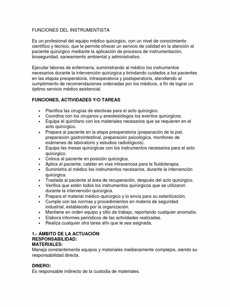 ¿Qué actividades realiza un instrumentista?