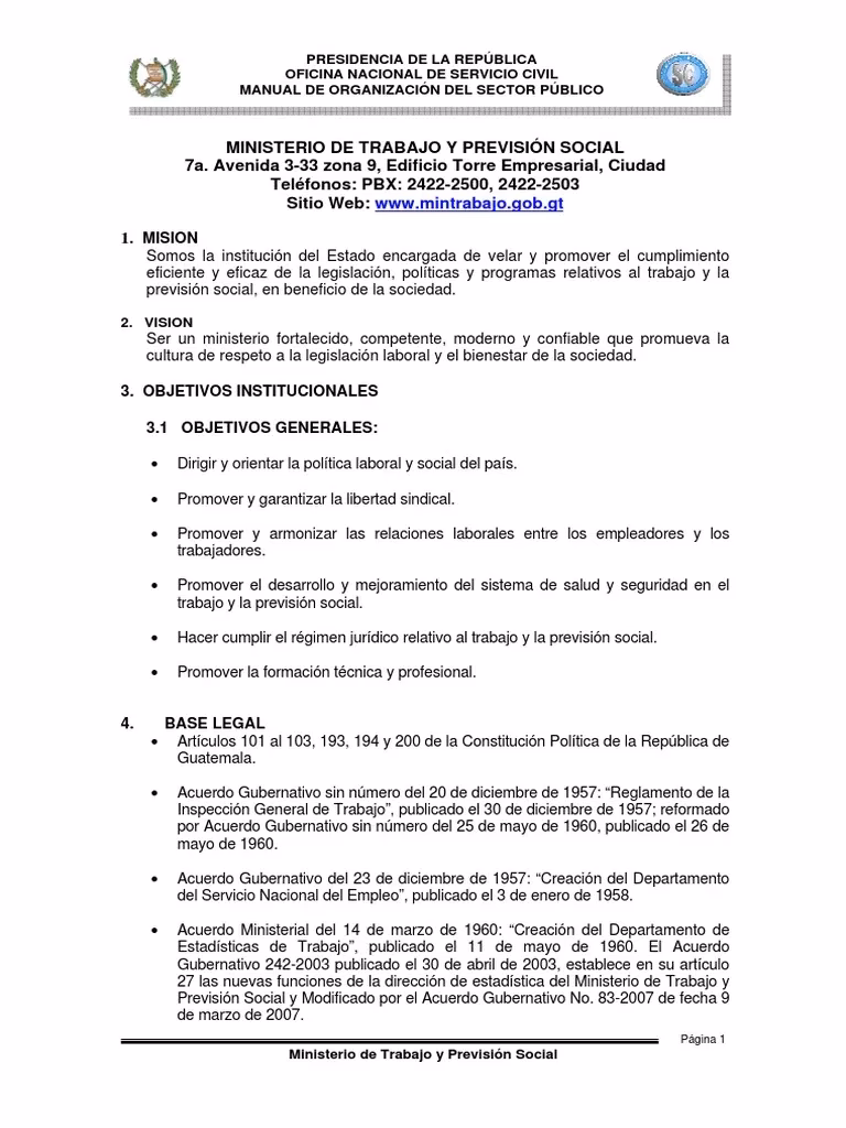 ¿Cuál es la función del Ministerio de Trabajo y Seguridad Social?