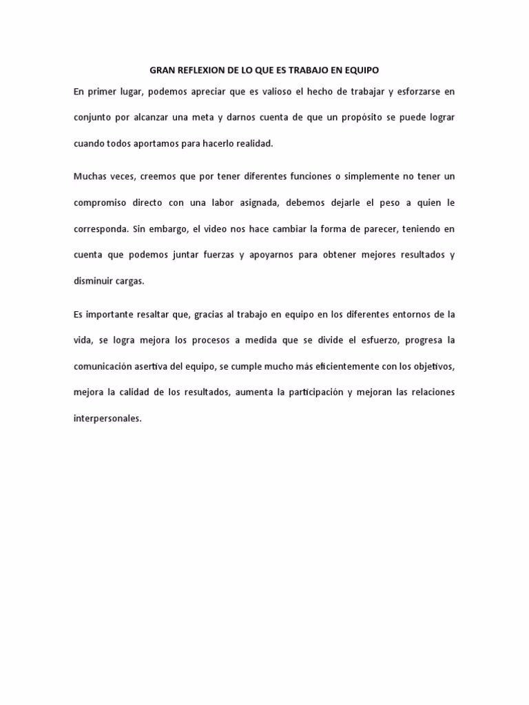 ¿Cuál es el mensaje del trabajo en equipo?