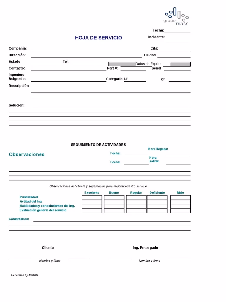 ¿Cómo hacer una hoja de servicio?